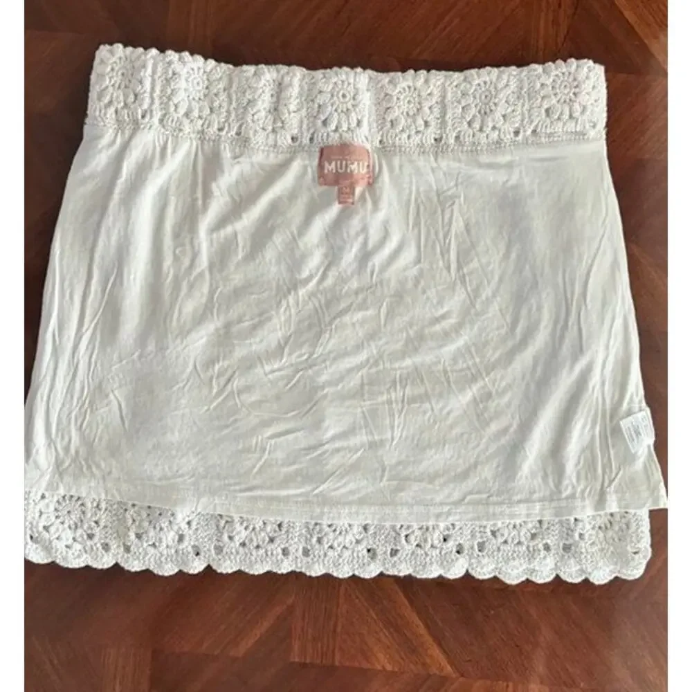 Show Me Your Mumu White Crochet Mini Skirt Size M Lined